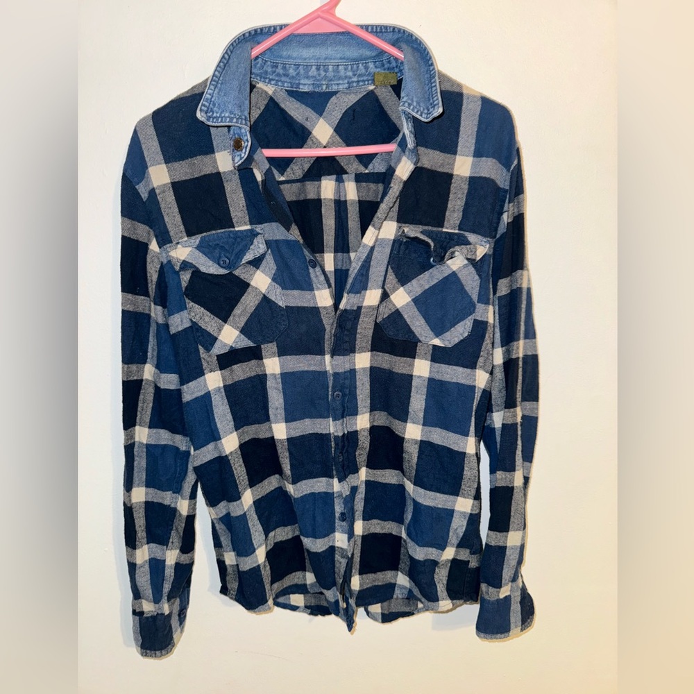 LF flannel with denim collar